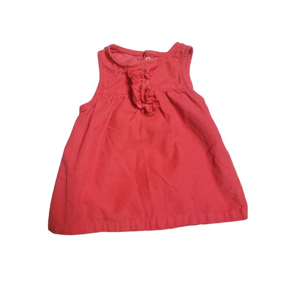 Carters 3M corduroy Red coral ruffle front Dress - Picture 1 of 5